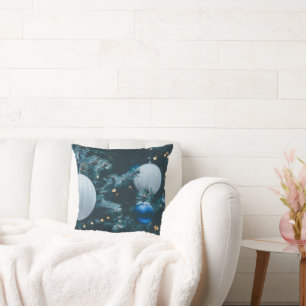 Coussin Arbre de Noël étincelant et boules de Noël