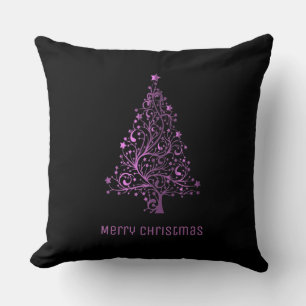 Coussin Arbre de Noël Etoiles Black Metallic Rose Look