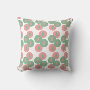 Coussin Arbre de Noël Festif Rose Vert à Points de Noël