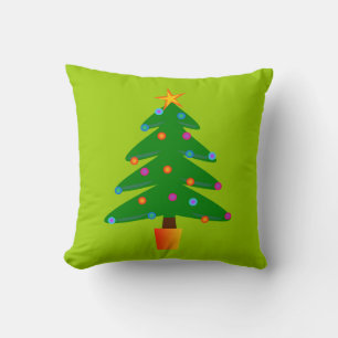 Coussin Arbre de Noël Festif Vert
