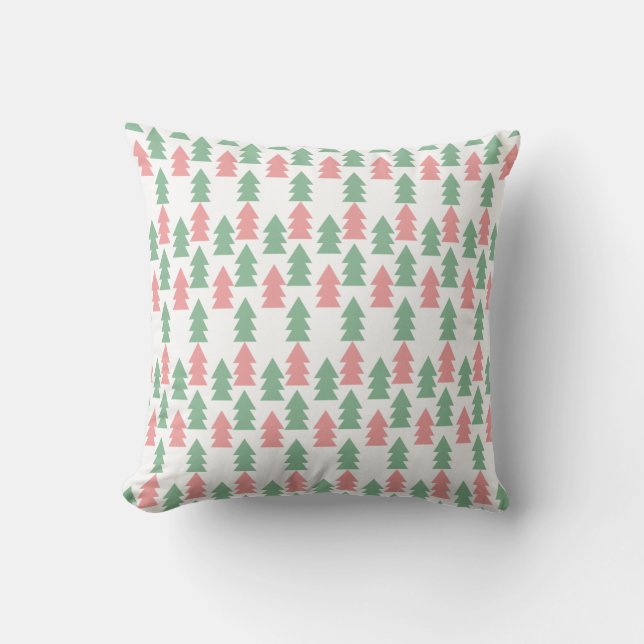 Coussin Arbre de Noël Festive Rose Vert Noël (Recto)