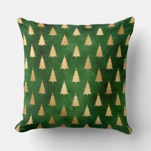 Coussin Arbre de Noël hivernal en papier d'aluminium vert