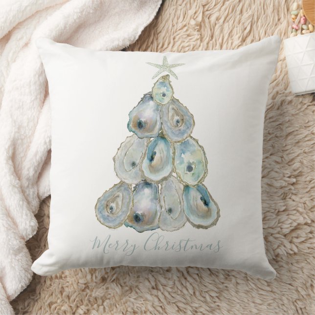 Coussin Arbre de Noël Huitre Aquarelle (Couverture)