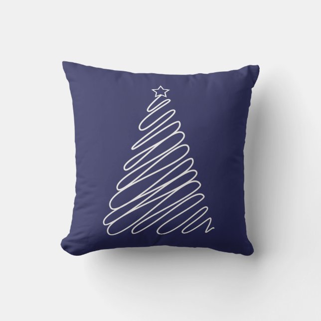 Coussin Arbre de Noël Marine Bleu blanc (Recto)