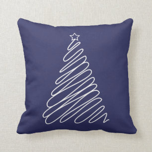 Coussin Arbre de Noël Marine Bleu blanc