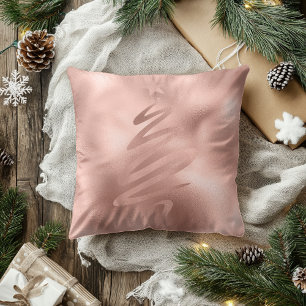 Coussin Arbre de Noël métallique rose Gold Foil Abstrait