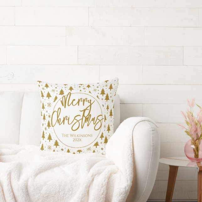 Coussin Arbre de Noël minimal Or blanc (Canapé)