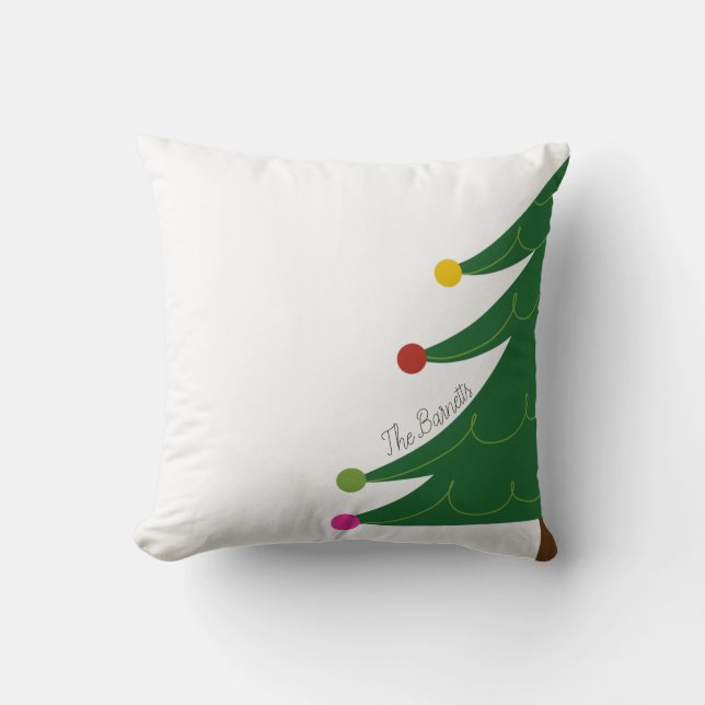Coussin Arbre de Noël moderne Nom de famille personnalisé (Recto)