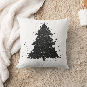 Coussin Arbre de Noël Moody   Onyx Silvery Black Splatter