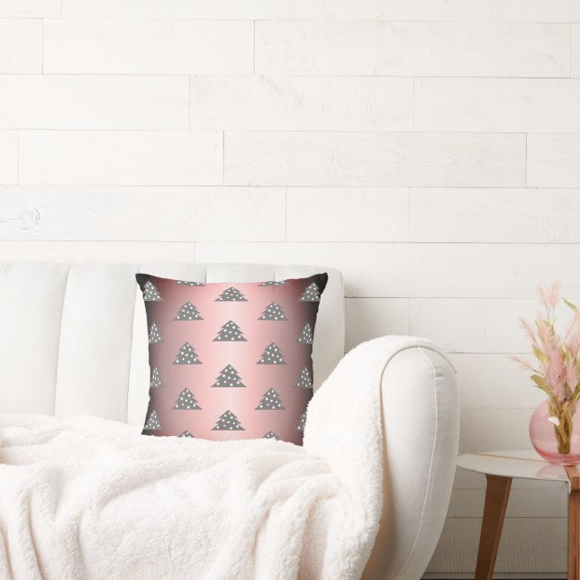 Coussin Arbre de Noël Motif Fête rose métallique (Canapé)