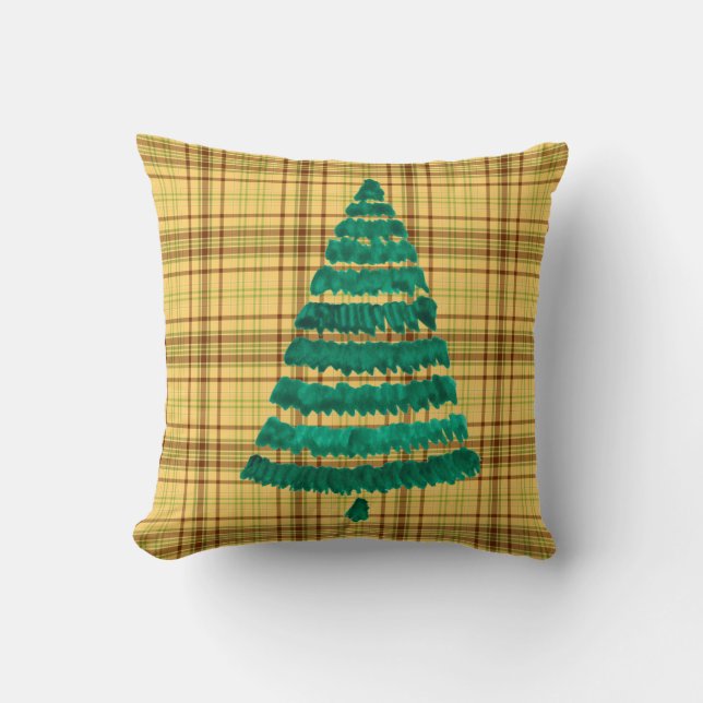 Coussin Arbre de Noël Motif plaid (Recto)