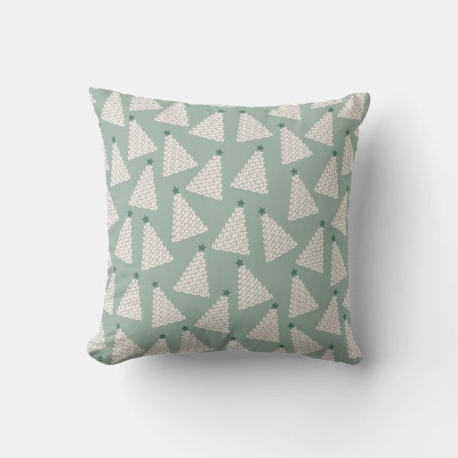 Coussin Arbre de Noël Motif Sage Green (Recto)