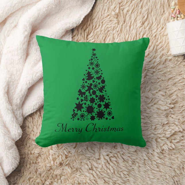 Coussin Arbre de Noël noir moderne (Couverture)