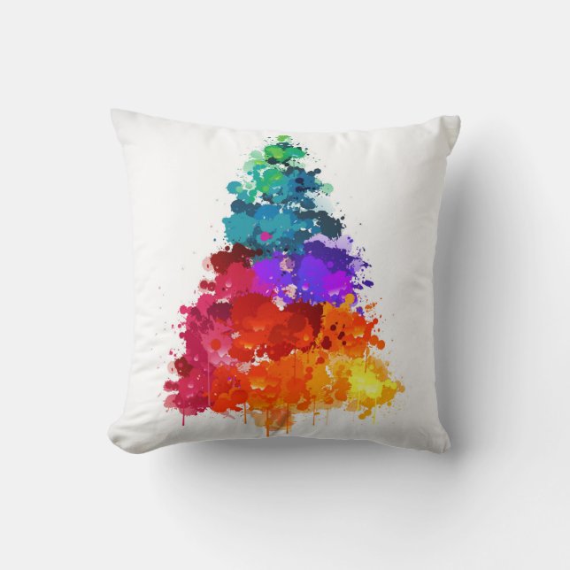 Coussin Arbre de Noël, Peinture, Couleurs primaires (Recto)