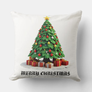 Coussin Arbre de Noël Pelucheux Vintage