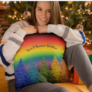 Coussin Arbre de Noël Rainbow personnalisé
