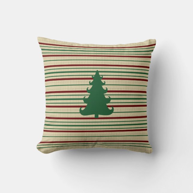 Coussin Arbre de Noël rayé (Recto)