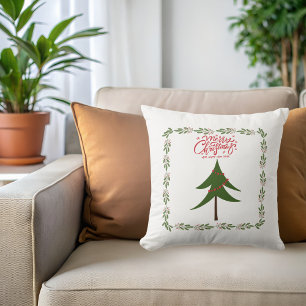 Coussin Arbre de Noël rétro et minimaliste de la couronne