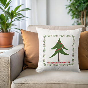 Coussin Arbre de Noël rétro et minimaliste de la couronne