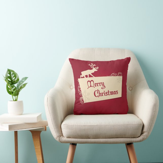 Coussin Arbre de Noël rouge et blanc décoratif (Chaise)