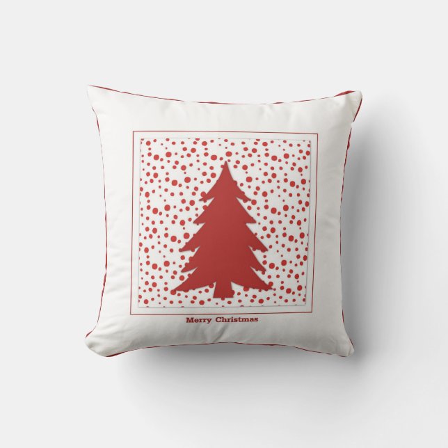 Coussin Arbre de Noël rouge et blanc décoratif (Recto)