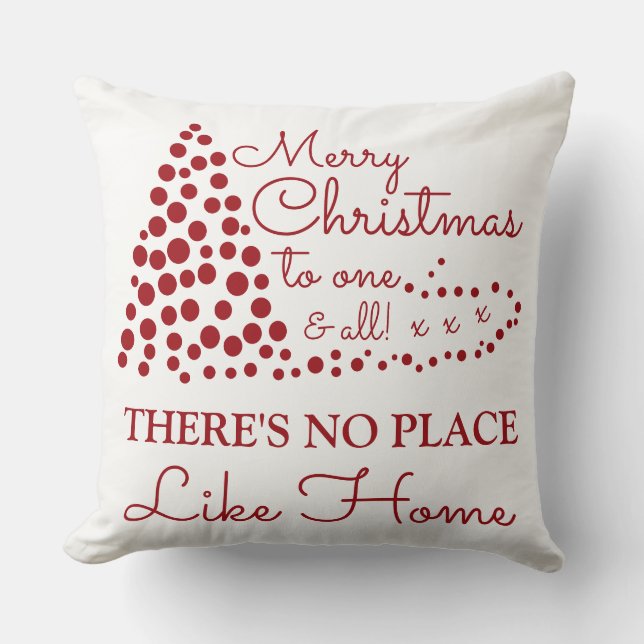 Coussin Arbre de Noël rouge, il n'y a pas d'endroit comme  (Recto)