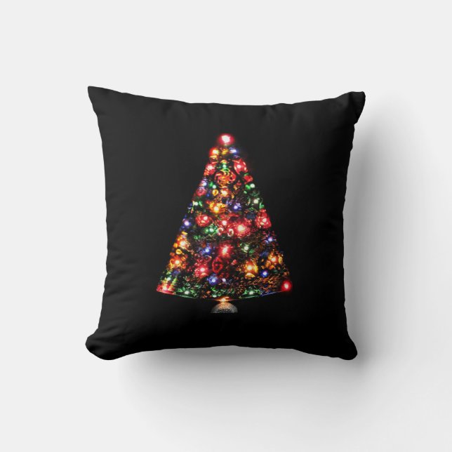 Coussin Arbre de Noël scintillant coloré (Recto)