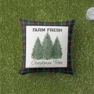 Coussin Arbre de Noël Tartan Plaid Maison de vacances Déco