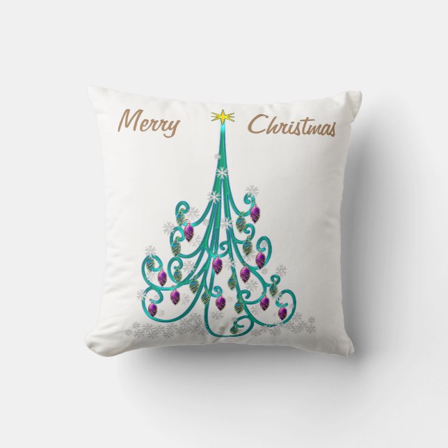 Coussin Arbre de Noël tourbillonnant 16" (Recto)