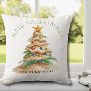 Coussin Arbre de Noël Tropical Beach Mele Kalikimaka
