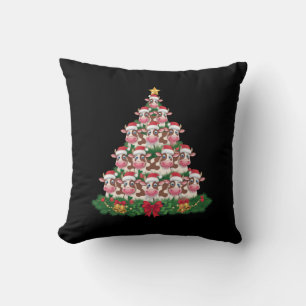 Coussin Arbre de Noël Vache Drôle Amateur de Vaches Noël
