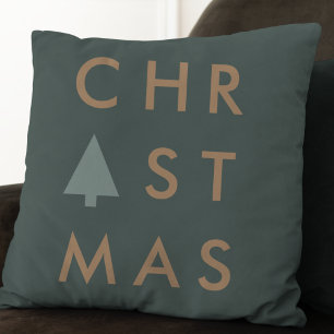 Coussin Arbre de Noël   Vert et or minimaliste moderne
