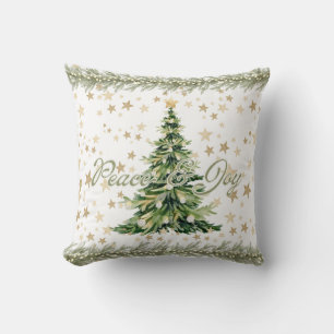 Coussin Arbre De Noël Vert Pour La Paix Et La Joie