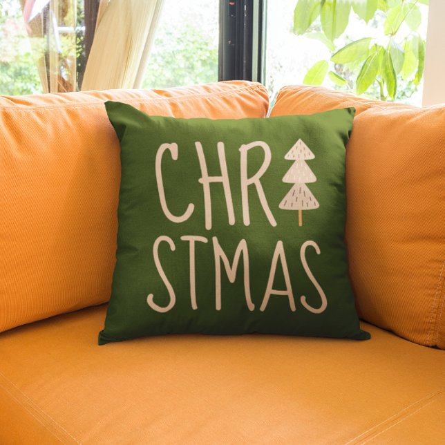Coussin Arbre de Noël Vert scandinave minimaliste (Créateur téléchargé)