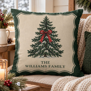 Coussin Arbre de Noël Vintage Pin Personnalisé Famille Noë