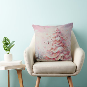 Coussin Arbre de Noël Whimsical Pink White