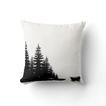 Arbre de pin noir et blanc minimaliste forestier