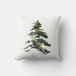 Coussin Arbre de pins aquarelle