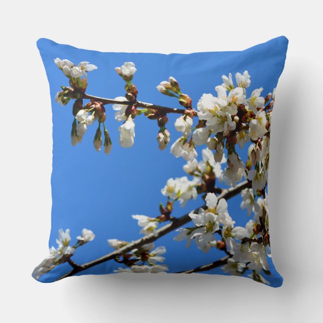 Coussin Arbre de printemps blanc fleuri blanc (Recto)