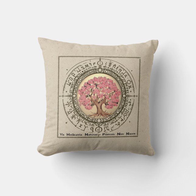 Coussin Arbre de Vie Cerisier Fleurir Citation Hippocrate  (Recto)