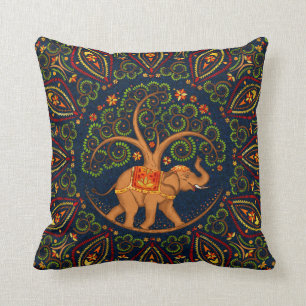 Coussin Arbre de vie éléphant à Mandala