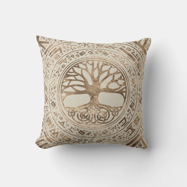 Coussin Arbre de vie - Motif runique de Yggdrasil (Recto)