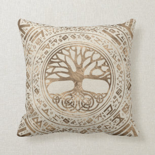 Coussin Arbre de vie - Motif runique de Yggdrasil