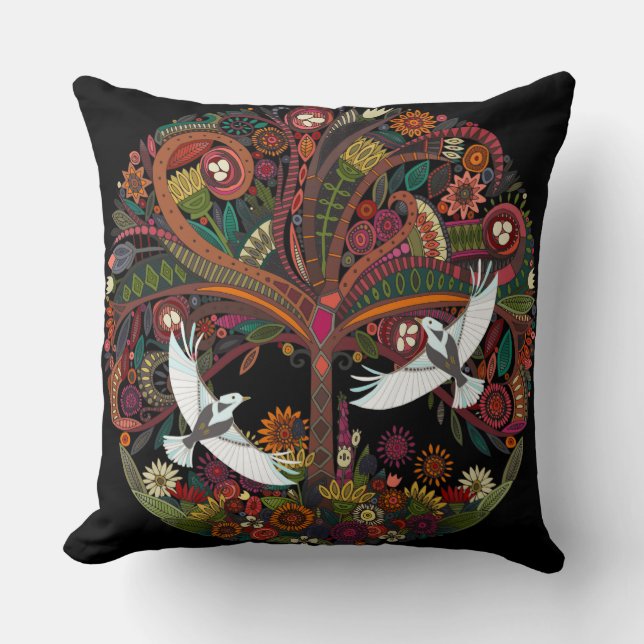 Coussin arbre de vie noir (Recto)