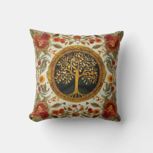 Coussin Arbre de vie par kedoki Orange Green White