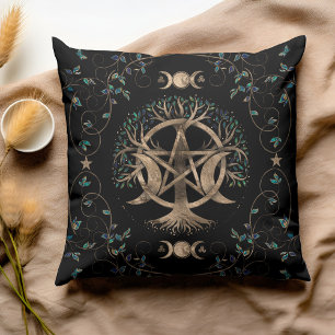 Coussin Arbre de vie Pentagramme de lune ornement