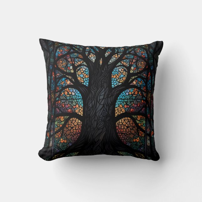 Coussin Arbre De Vie Vitré Mosaïque Art (Recto)