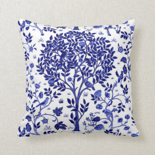 Coussin Arbre de William Morris de la vie, de bleu de