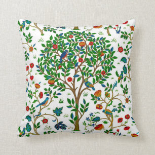 Coussin Arbre de William Morris de motif de la vie, vert
