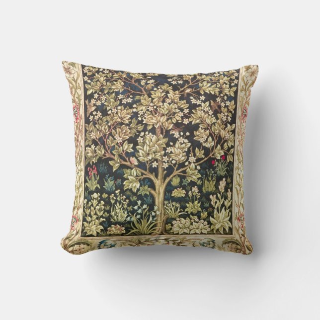 Coussin Arbre de William Morris de Pre-Raphaelite de cru (Recto)